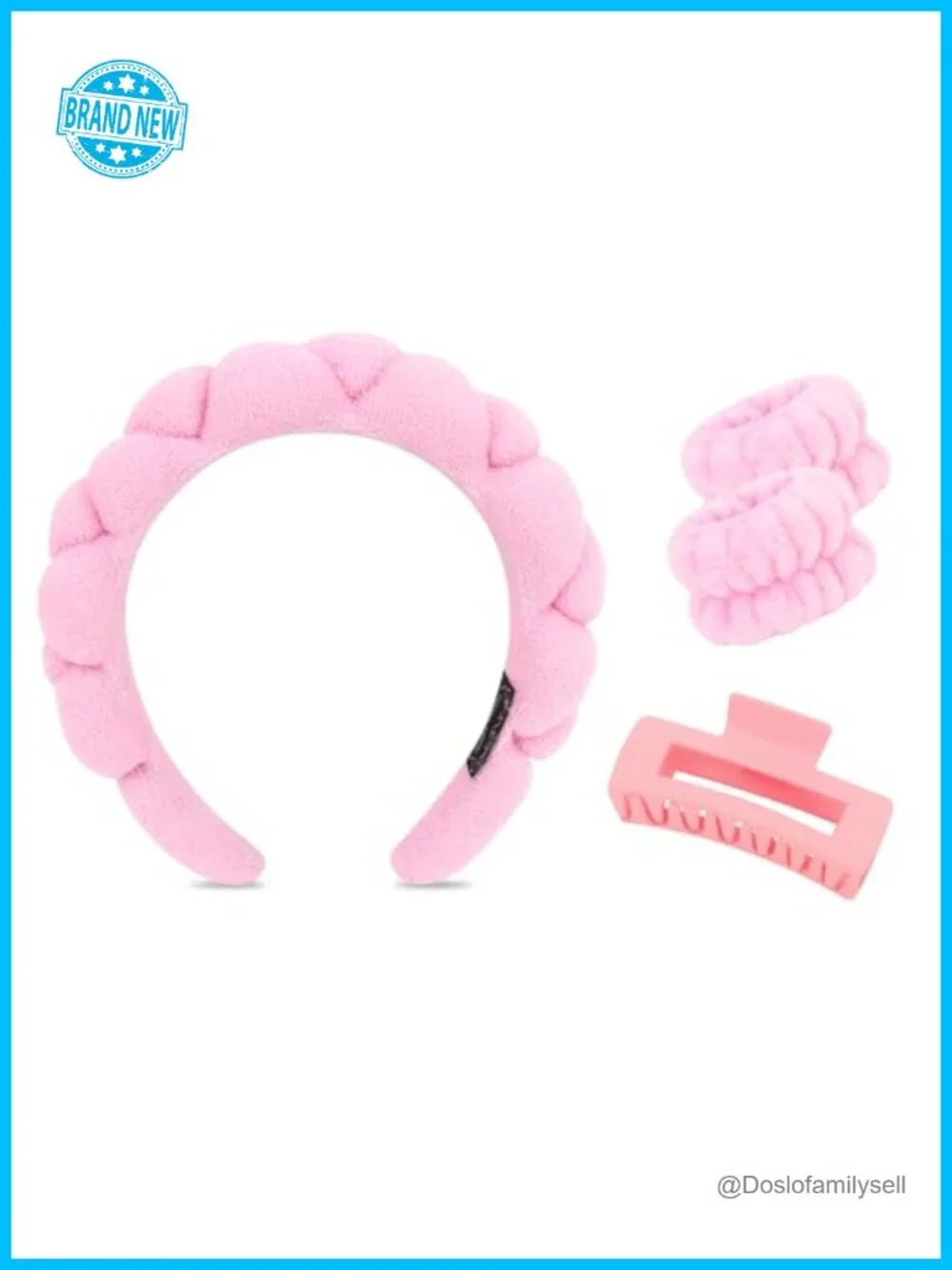 Spa Headband & Wrist Towel Set with Hair Claw Clip - Microfiber Absorbent